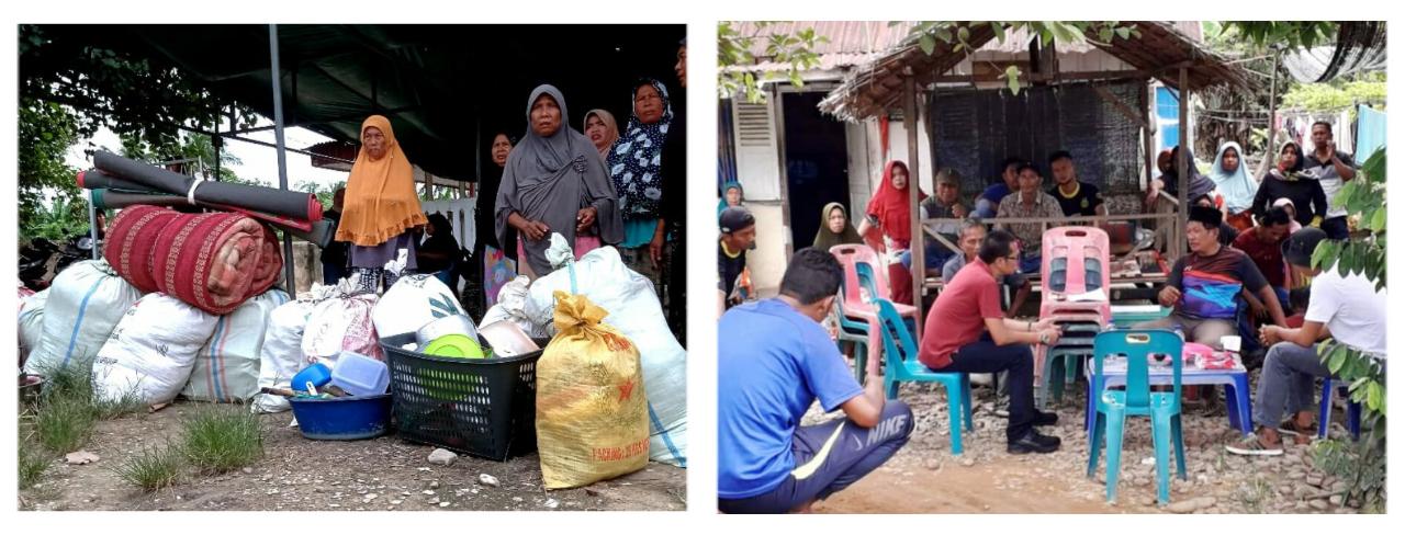 Teks foto : Warga Kampung Perkebunan Sungai Yu pasca keluar dari pondok Hak Guna Perusahaan (HGU) PT. RPL masih terkatung-katung, belum memiliki tempat tinggal. Meski pihak Perusahaan sudah memberikan uang tali asih.