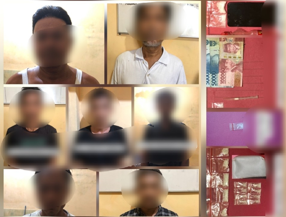 Teks fhoto Satres Narkoba Polres Batu Bara grebek 3 lokasi berbeda dengan 7 tersangka Jum'at (8/9-2023).beritasore/alirsyah