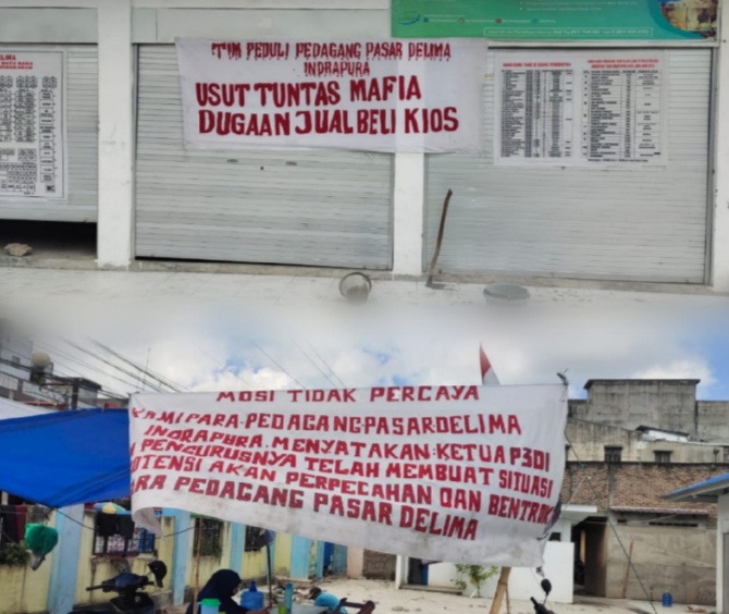 Teks fhoto: Diduga jual beli konflik Pasar Delima Indrapura Kecamatan Air Putih Kabupaten Batu Bara Jum'at (17/11-2023).