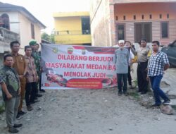 Polsek Medan Baru Pasang Spanduk Himbauan Larangan Perjudian