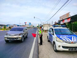 Satlantas Polres Batubara Patroli Kibas Bendera Dan Vidio Lalulintas
