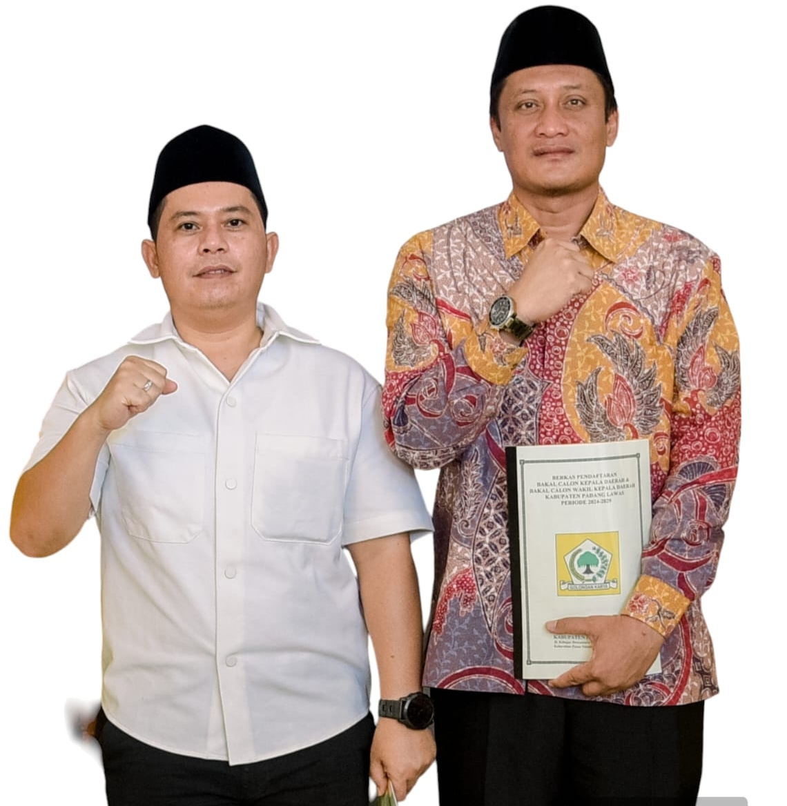 Keterangan foto : Pasangan bakal calon Bupati-wakil Bupati Padang Lawas periode 2024-2027, Putra Mahkota Alam Hasibuan, SE dan H. Achmad Fauzan Nasution, SQ, SHI, M.Pd,Putra Mahkota Alam Hasibuan, SE dan H. Achmad Fauzan Nasution, SQ, SHI, M.Pd,