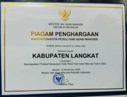 Pemkab Langkat Raih Penghargaan Kabupaten Peduli HAM Nasional 2024