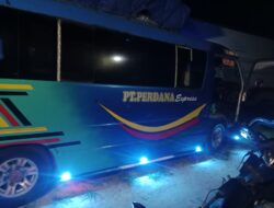 Bus Perdana Ekpress Dilempar OTK Di Jalimsum Pulau Rakyat