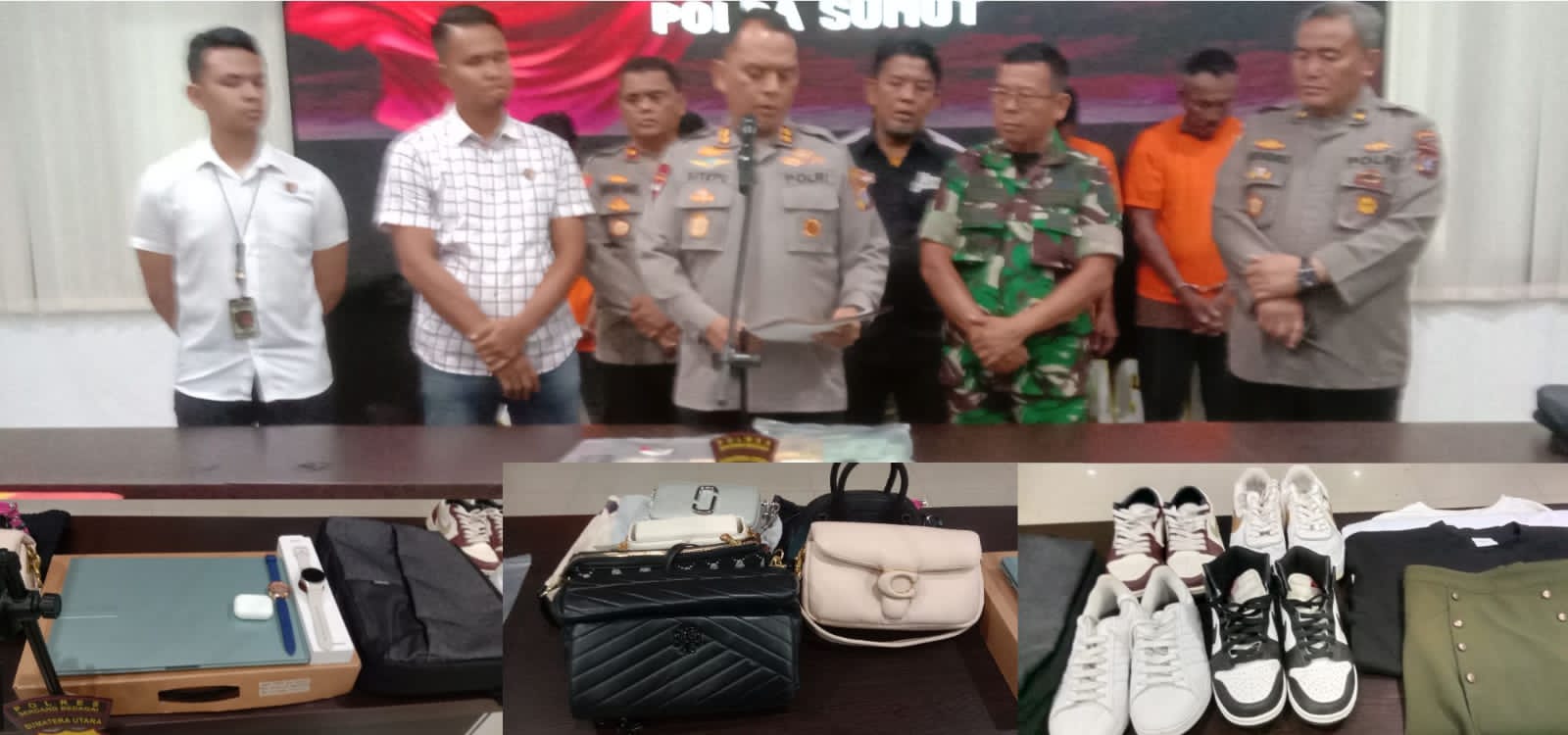 Kapolres Serdang Bedagai, AKBP Jhon Sitepu dalan keterangan Press di Aula Mapolres Sergai, Kamis, 6 Maret 2025.(Beritasore-Azwen)