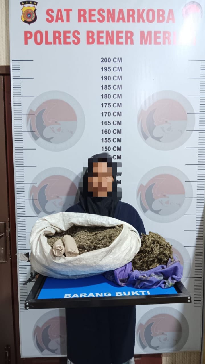 Polisi amankan seorang nenek di Bener Meriah yang diduga menjual ganja. (ist).