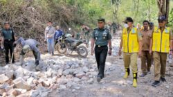Bupati Simalungun Anton Saragih bersama Dandim 0207/Sml saat meninjau kegiatan Karya Bhakti TNI di Kelurahan Sipolha Horisan Kec. Pamatang Sidamanik, Senin (7/7).(ist).