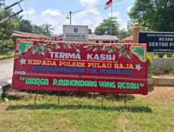 Usai Tangkap Pelaku Pencurian, Polsek Pulau Raja Dapat Kiriman Papan Bunga
