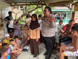 Srikandi Polwan Polres Langkat Gelar Trauma Healing Untuk Anak Korban Banjir