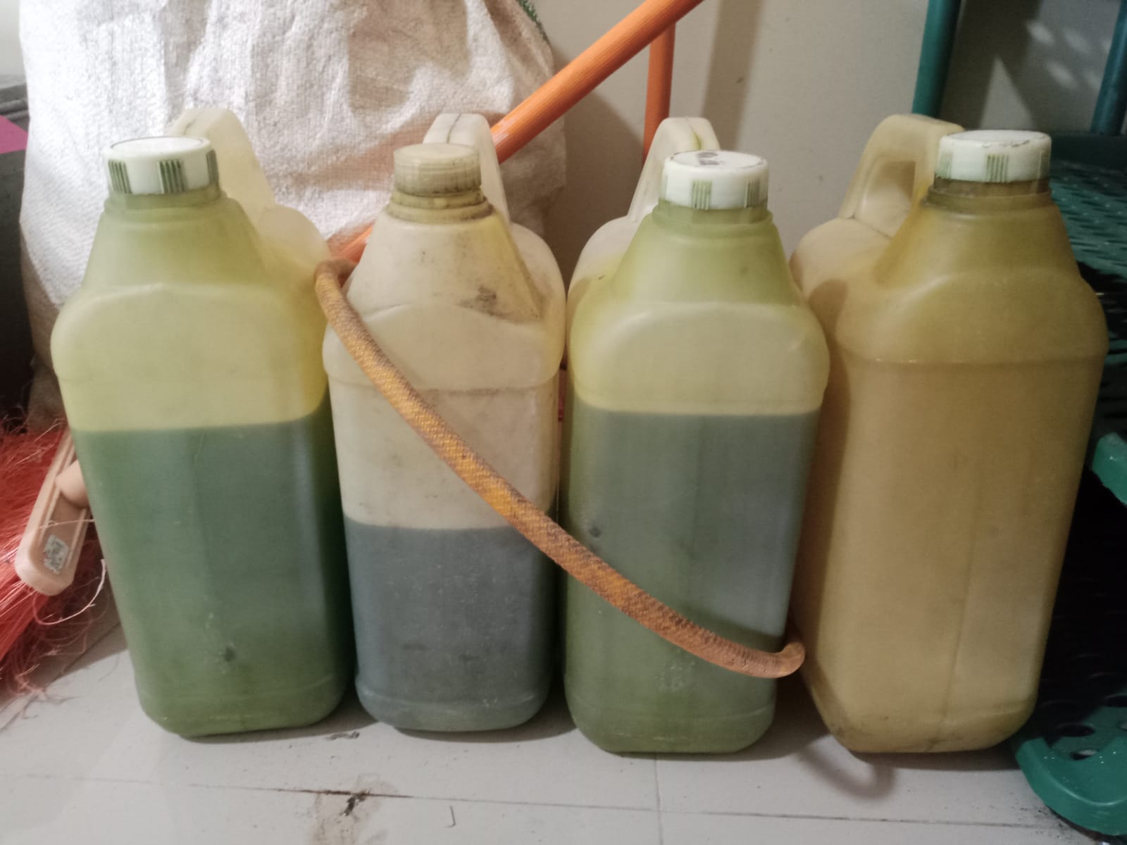 Inilah barang bukti BBM jenis pertalit yang sudah dipindahkan pelaku dari mobil sedan nya ke jerigen berukiran 5 liter.ist