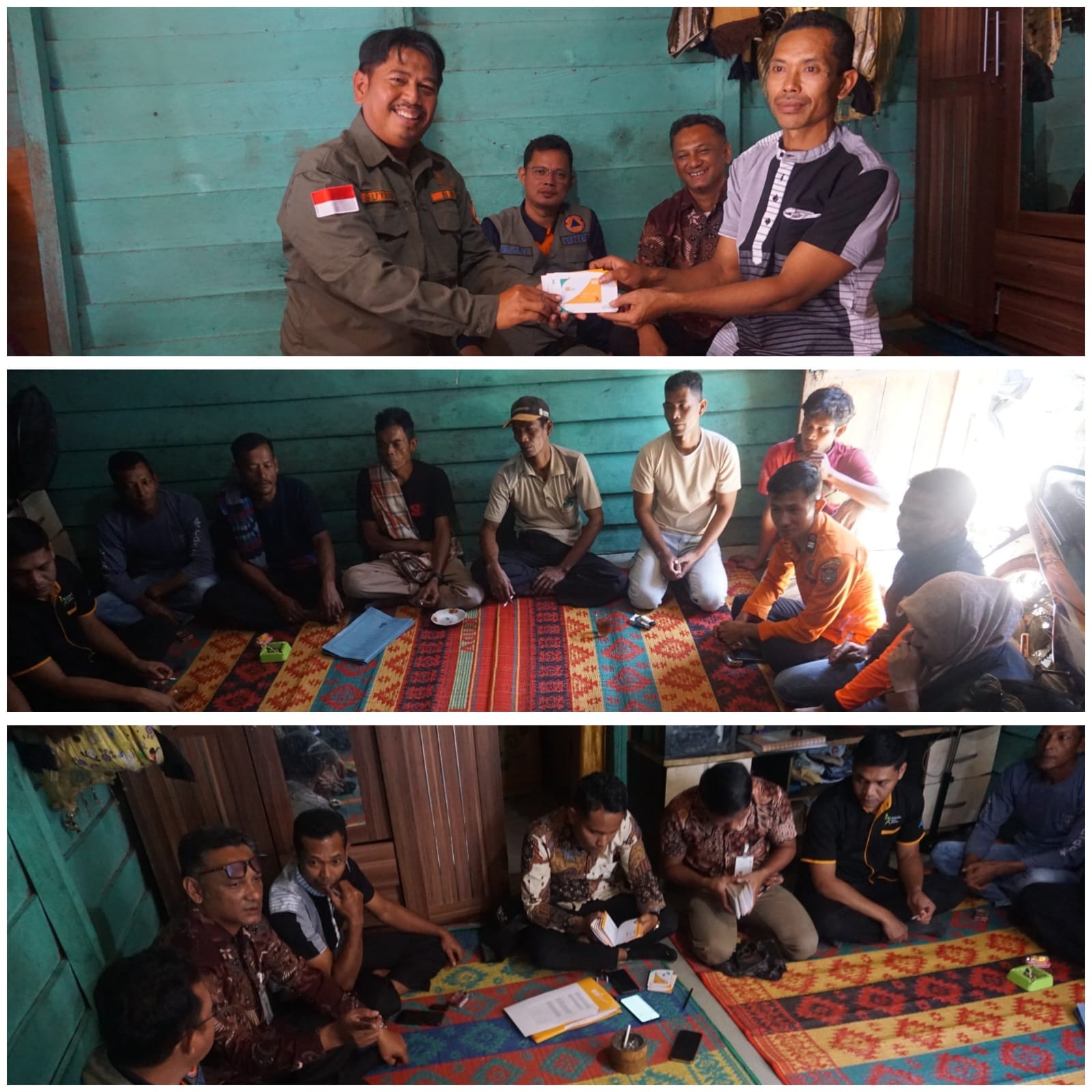 Perwakilan BNPB H.Sutarno,Mpd dan didampingi Kalak BPBD Gayo Lues Muhaimin menyalurkan DTH kepada Masyarakat Kecamatan Rikit Gaib.(Muhammad Iqbal/berita)