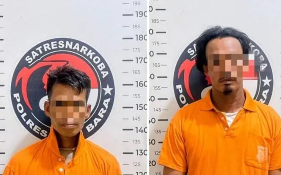 Teks fhoto Tim Pemburu Narkoba Polres Batubara berhasil meringkus 2 terduga tersangka kepemilikan narkoba jenis sabu Selasa (27/1-2026).beritasore/alirsyah