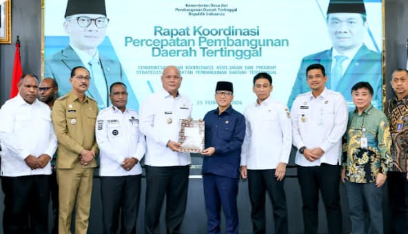 Teks foto: Gubernur Sumatera Utara (Sumut) Bobby Nasution menghadiri Rapat Koordinasi Percepatan Pembangunan Daerah Tertinggal, di Gedung Utama, Kantor Kementerian Desa dan Pembangunan Daerah Tertinggal, Jalan TMP Kalibata, Jakarta, Rabu (25/2/2026).