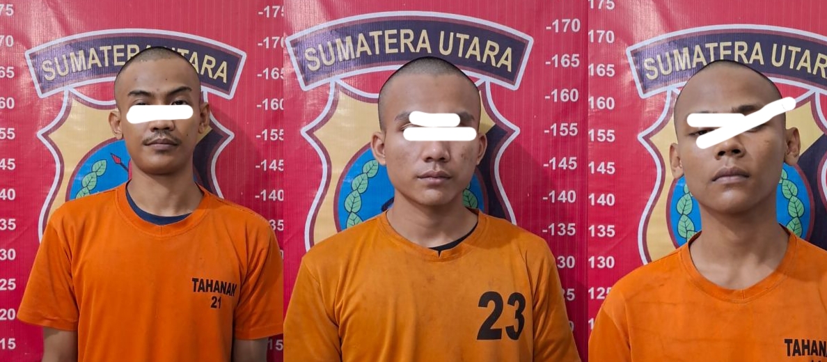 Teks foto:Tiga pelaku, DP,RP dan MF, pencuri sepeda motor di mesjid dengan menggunakan mobil berhasil ditangkap dan tiga lagi masih buron (DPO)oleh Polsek Firdaus Polres Serdang Bedagai.(Beritasore-Azwen)