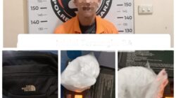 Teksfoto: Tersangka BA dan barang bukti narkoba yang dibawanya.( Ist)