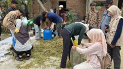 Himpunan Mahasiswa Biologi (HIMABIO) Universitas Samudra saat melakukan pembuatan pakan ternak silase Desa Meurandeh, Kota Langsa, Rabu (04/03/2026).(ist) 
