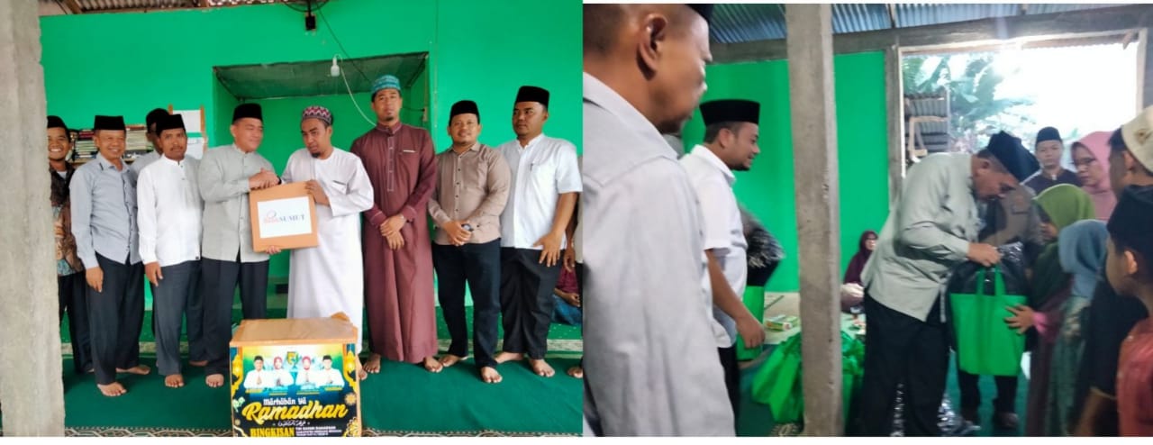 Teks foto: Ketua Tim IV Safari Ramadhan Pemkab Serdang Bedagai, Asisten II Ekbang, Ir H. Kaharuddin, MM, Kepala BPBD Rico Ebtian, S.STP, M.Si serta Kepala Badan Kesbangpol Drs. Zulfikar, menyerahkan bantuan dari Pemkab Sergai kepada pengasuh ponpes Ustadz Mursalim, di Pondok Pesantren Darul Ulum Al Hijrah di Dusun Bersama, Desa Bingkat, Kecamatan Pegajahan, Rabu, 4 Maret 2026.(Beritasore-Azwen)