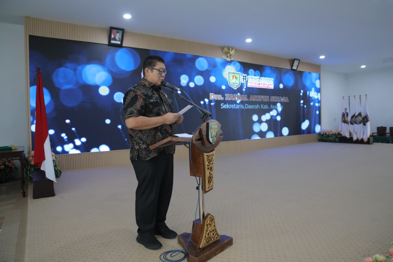 Teks fhoto Pemkab Asahan menggelar kegiatan peningkatan/Kemahiran berbahasa Indonesia bagi ASN di Aula Melati Kantor Bupati Asahan Kamis (09/04/2026).beritasore/alirsyah