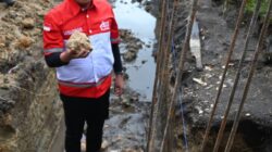 Ket Foto. BUPATI Humbahas, Oloan Paniaran Nababan melakukan peletakan batu pertama pembangunam Kopdes Merah Putih Desa Pansur Batu.Ist